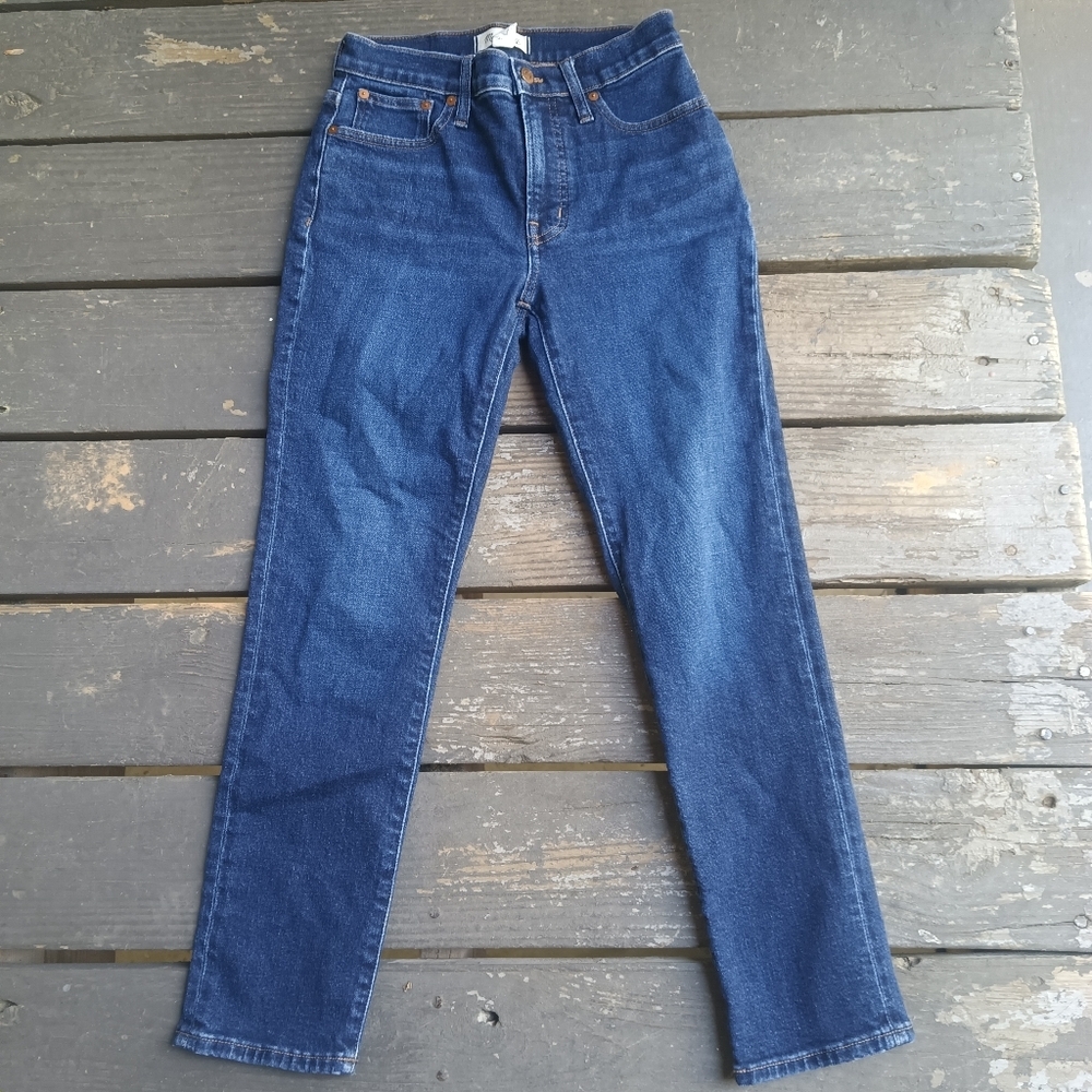 Madewell Mid-Rise Perfect Vintage Jean Blue Jeans Women's Size 25 Dark Wash - Picture 2 of 7